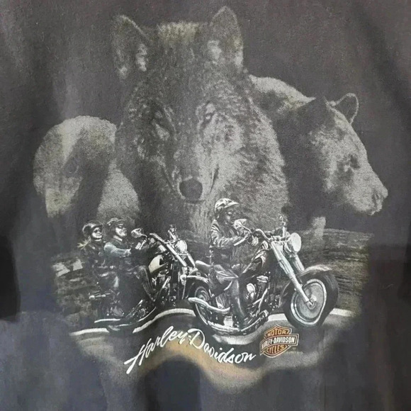 HARLEY-DAVIDSON  Vintage 1997& 2001 Lone Wolf Graphic tee. Size 2XL - Picture 7 of 8